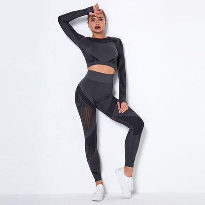 Cheky - Seamless Knitted Absorbent Yoga Long-Sleeved Suit Yoga Wearsuit