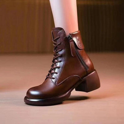 Cheky - Thick Bottom Solid Color Ankle Boots Women