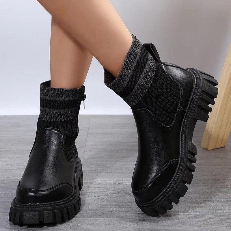 Cheky - Women's Fashionable Knitted Women's Middle Boots