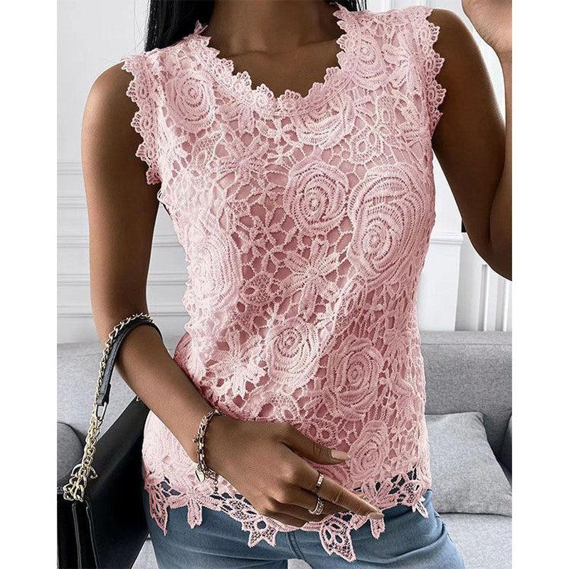 Cheky - Flowers Lace Vest Women Summer Tops S-5XL