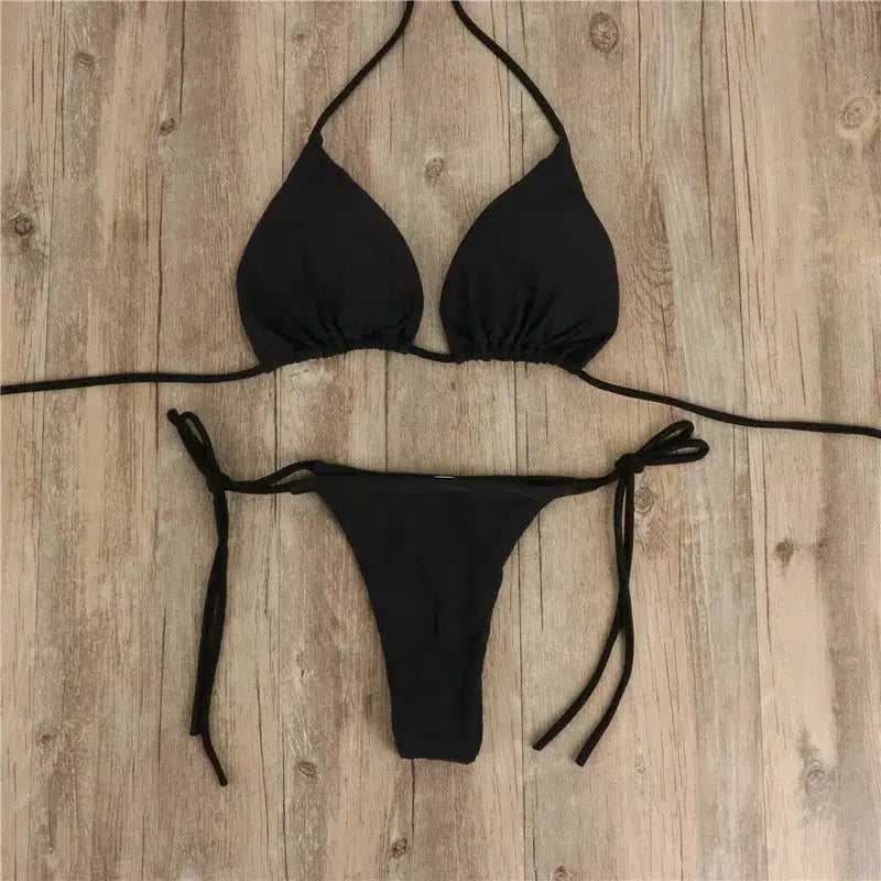 Cheky - Brazilian Swimsuit Women Sexy Bikini Set Push-up Padded Bra Thong Two Pieces Swimwear Beachwear Bathing Suit Femme