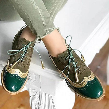 Cheky - Retro Plus Size Color Matching Casual Flat Shoes