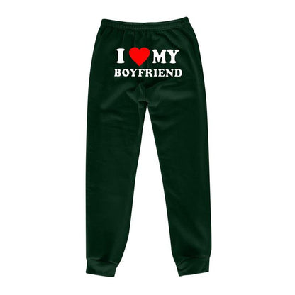 Cheky - I Love MY BOYFRIEND Printed Trousers Casual Sweatpants Men And Women Sports Pants