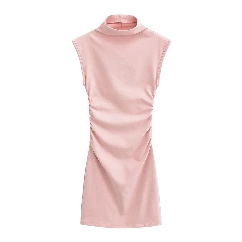 Cheky - Summer New Slim Sleeveless Tight Half Turtleneck Dress Women