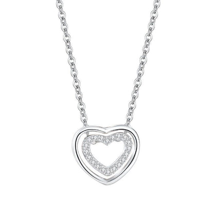 Cheky - S925 Sterling Silver Heart To Heart Pendant Necklace