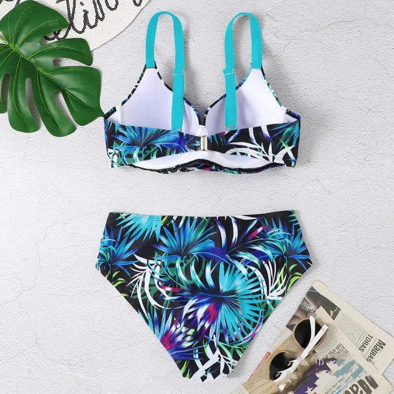 Cheky - Summer Bikinis Women High Waisted Swimwear With Push Up Female Swimsuit 2024 Swimming Bathing Suit Bikini Set Beach Wear Bather