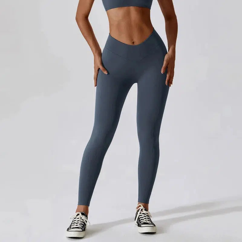 Cheky - Women Sexy Sport Yoga Set Outfit Fitness Workout Clothes Diagonal Shoulder Sports Top Leggings Suit Leisure Running Sportwear