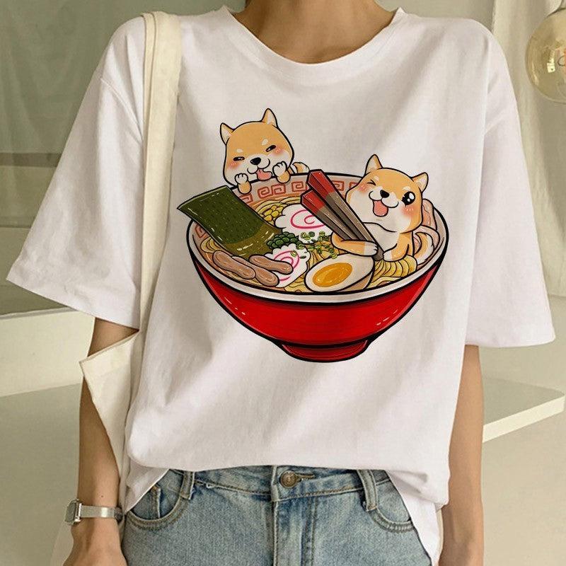 Cheky - Women's Fashion Shiba Inu Dog Round Neck T-shirt