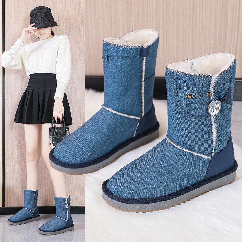 Cheky - Winter Short Women's Denim Snow Boots