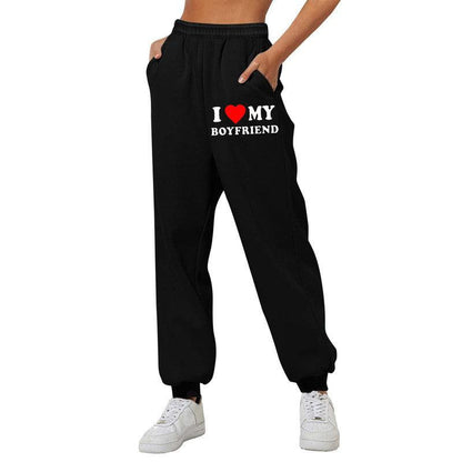 Cheky - I Love MY BOYFRIEND Printed Trousers Casual Sweatpants Men And Women Sports Pants