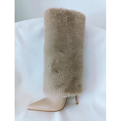 Cheky - Winter Stiletto Heel Wool Tube Women's Fashion Shoes Wedding Banquet