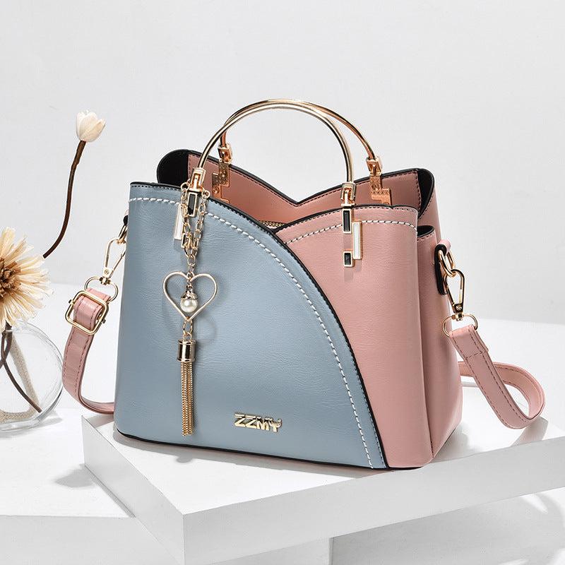 Cheky - Color Block Handbag Love Tassel Decor Crossbody Bags For Women