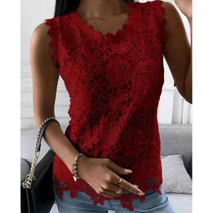 Cheky - Flowers Lace Vest Women Summer Tops S-5XL