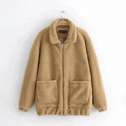 Cheky - Autumn and winter warm lamb hair pocket cotton coat cotton