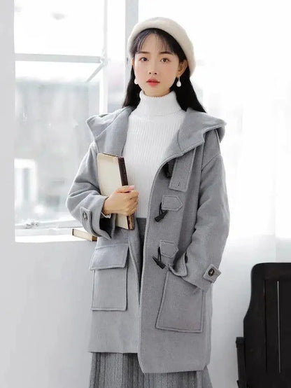 Cheky - Cape button tweed coat