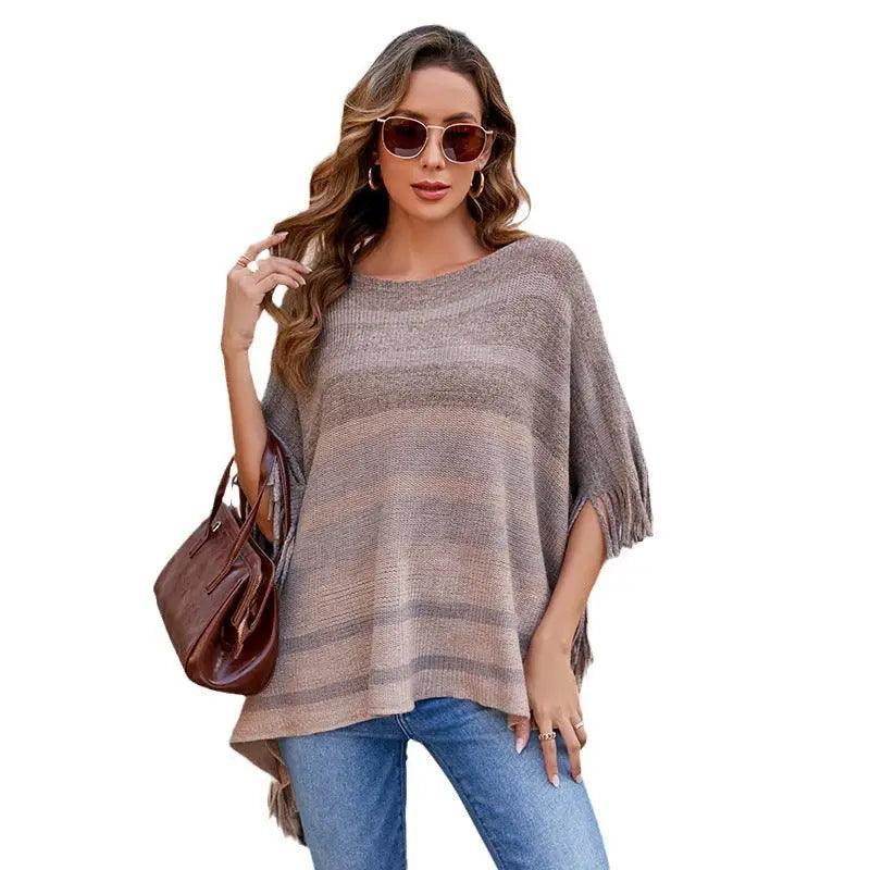 Cheky - Europe And America Cross Border Off-neck Tassel Shawl For Women