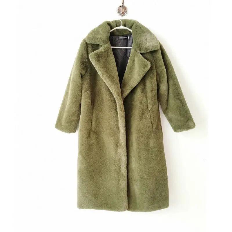 Cheky - Fashion New High Quality Velvet Fur Long Coat Women