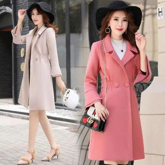 Cheky - Fashion split sleeves long woolen coat coat