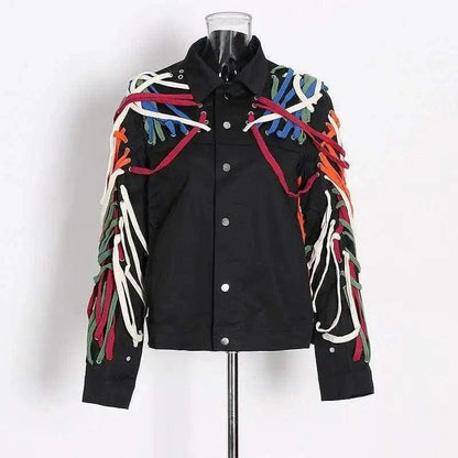 Cheky - Lapel Single Breasted Stereo Strapping Drawstring Jacket