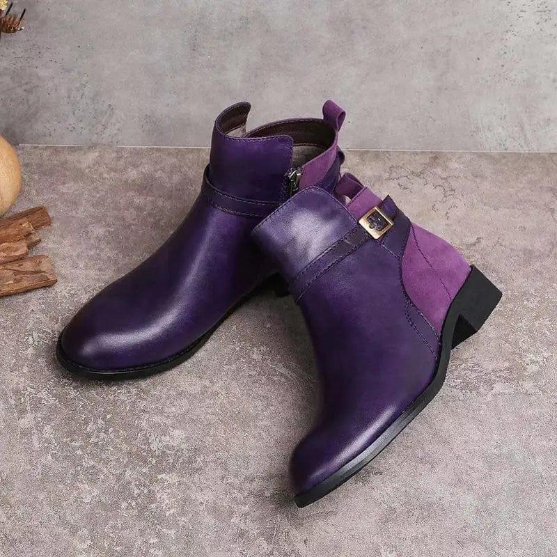 Cheky - Low Heel Boot Women Buckle Shoes Fall Winter Waterproof Boots