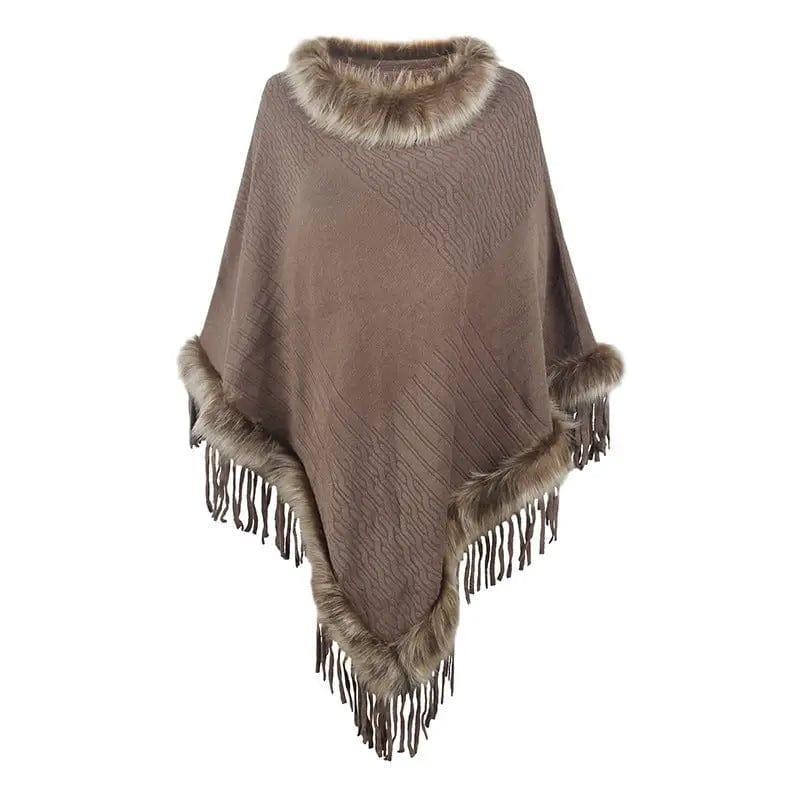 Cheky - Mao Mao Yu Foreign Trade Knitted Tassel Cloak For Women