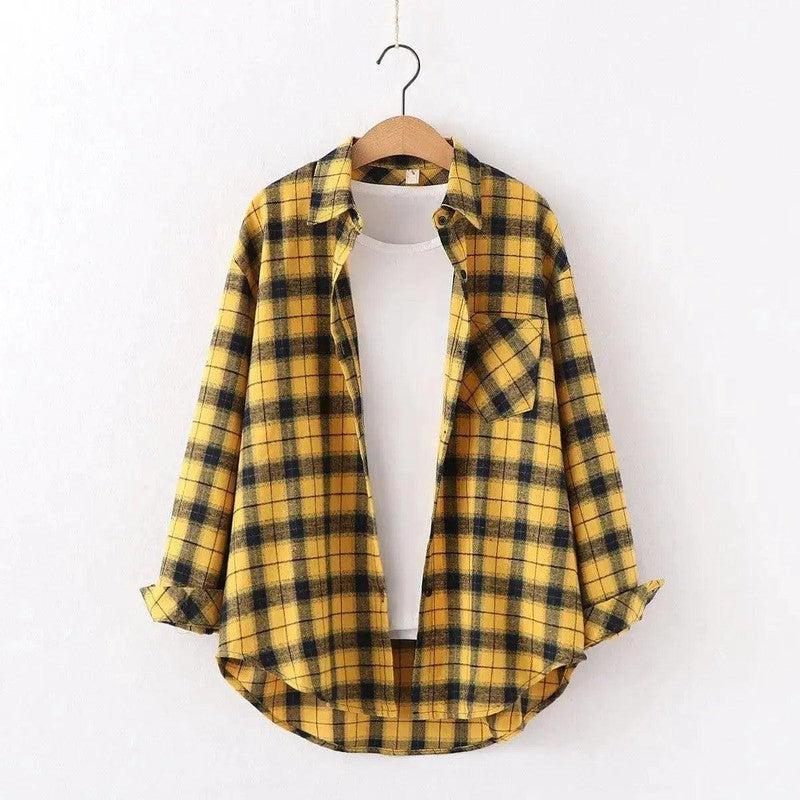 Cheky - Plaid Shirt Women'S Long-Sleeved Loose Shirt Jacket