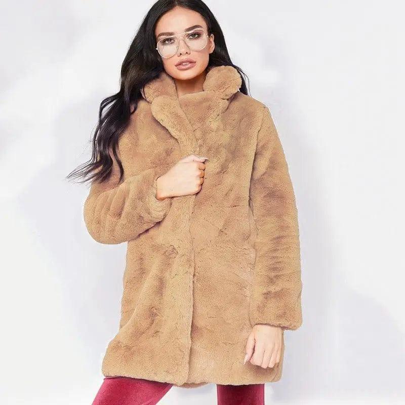 Cheky - Rabbit fur faux fur coat