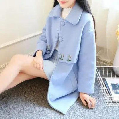 Cheky - Student embroidered woolen coat