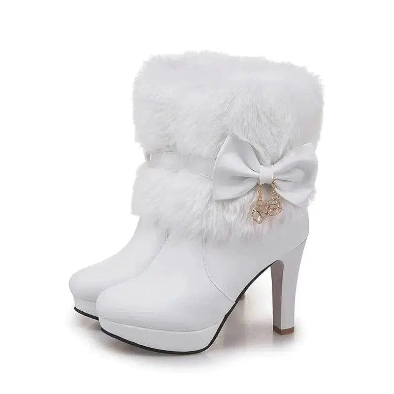 Cheky - Sweet Princess Autumn And Winter Short Boots Snow Women Middle Boots Women Boots Thick Heel Short Boots