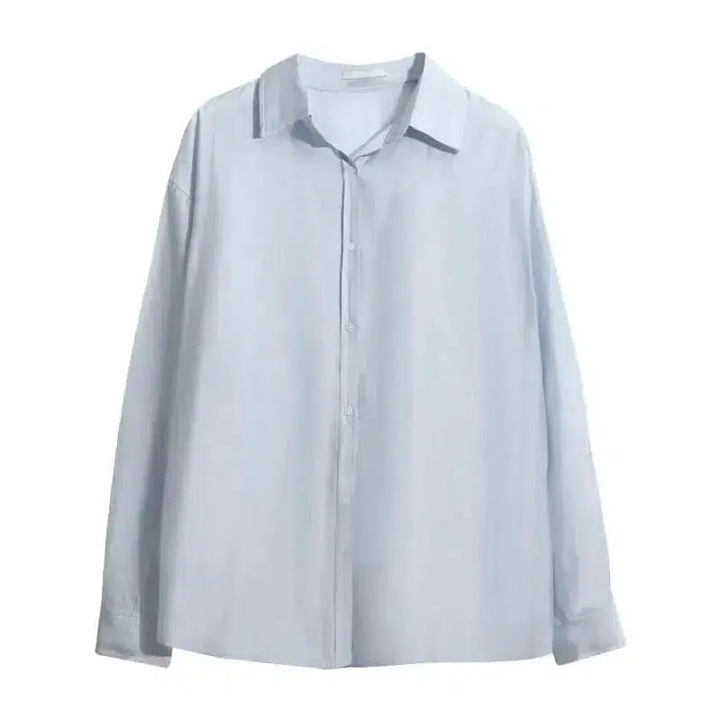 Cheky - Tencel Shirt Long-sleeved Loose Single-breasted Top