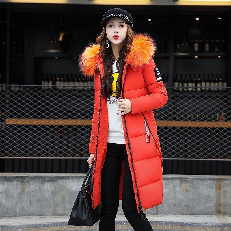 Cheky - The new cotton padded winter long big girls slim Korean fur