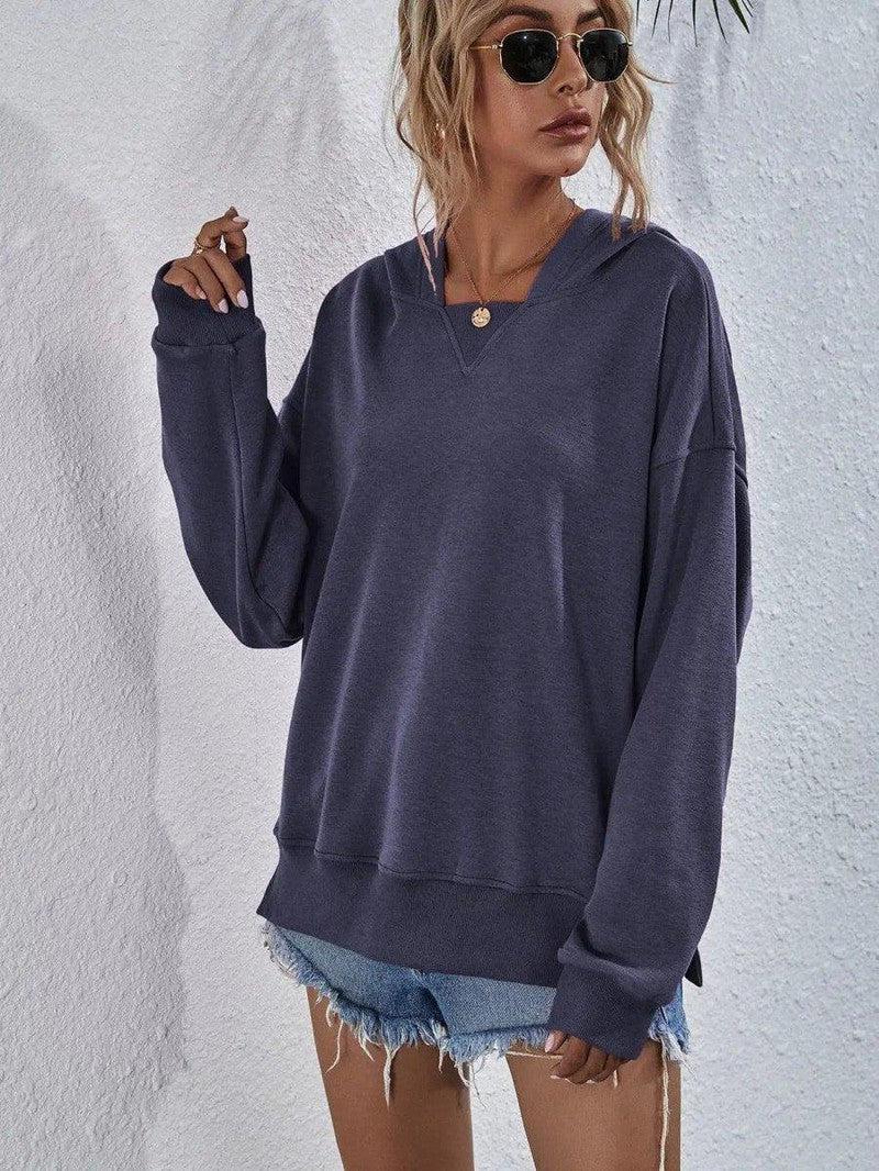 Cheky - Women's Fleece-lined Hooded Casual Loose Sweater