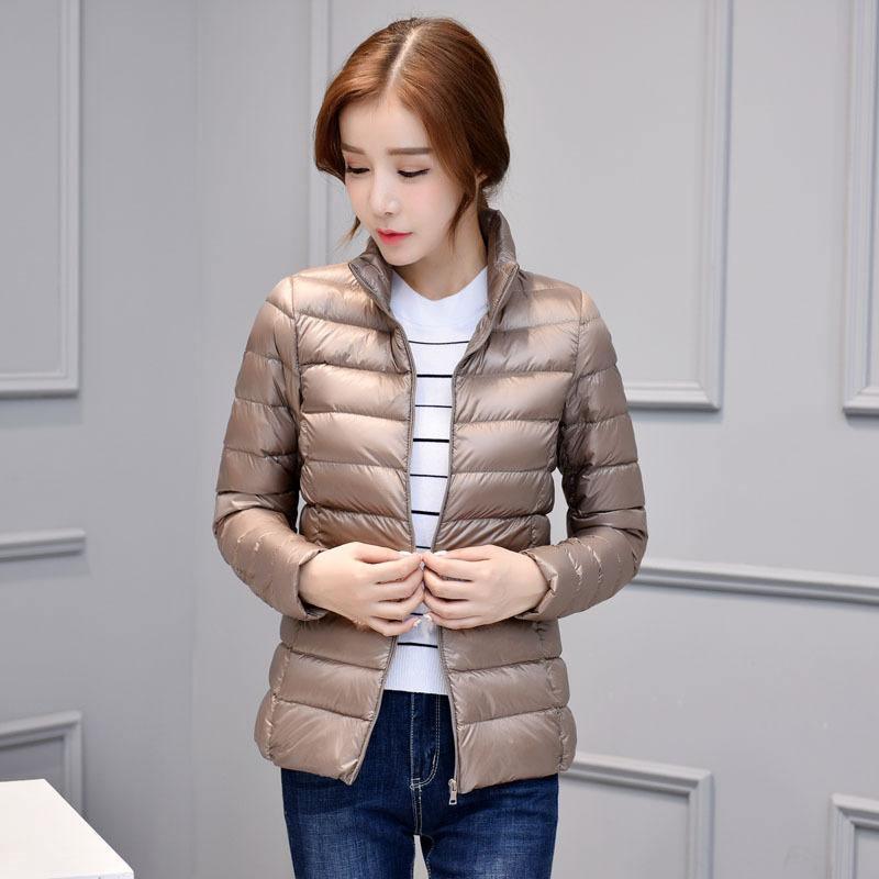 Cheky - Women's stand-up collar slim light down jacket